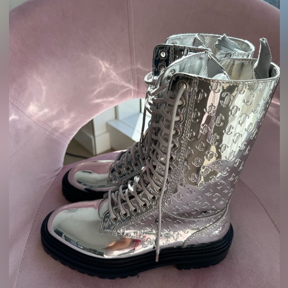 Jimmy Choo Patent Leather Ankle Boots in Silver - Picture 8 of 12